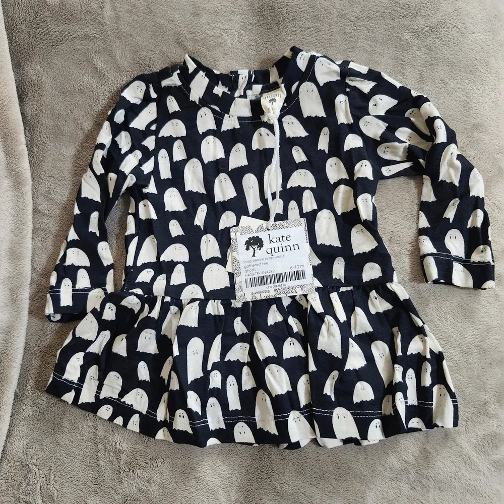 Kate Quinn Baby Ghost Halloween Drop Waist Tee Anne Bell Bottom Pants Set 6-12M